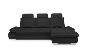 Cremona Medium Corner Sofa - soft velur nero